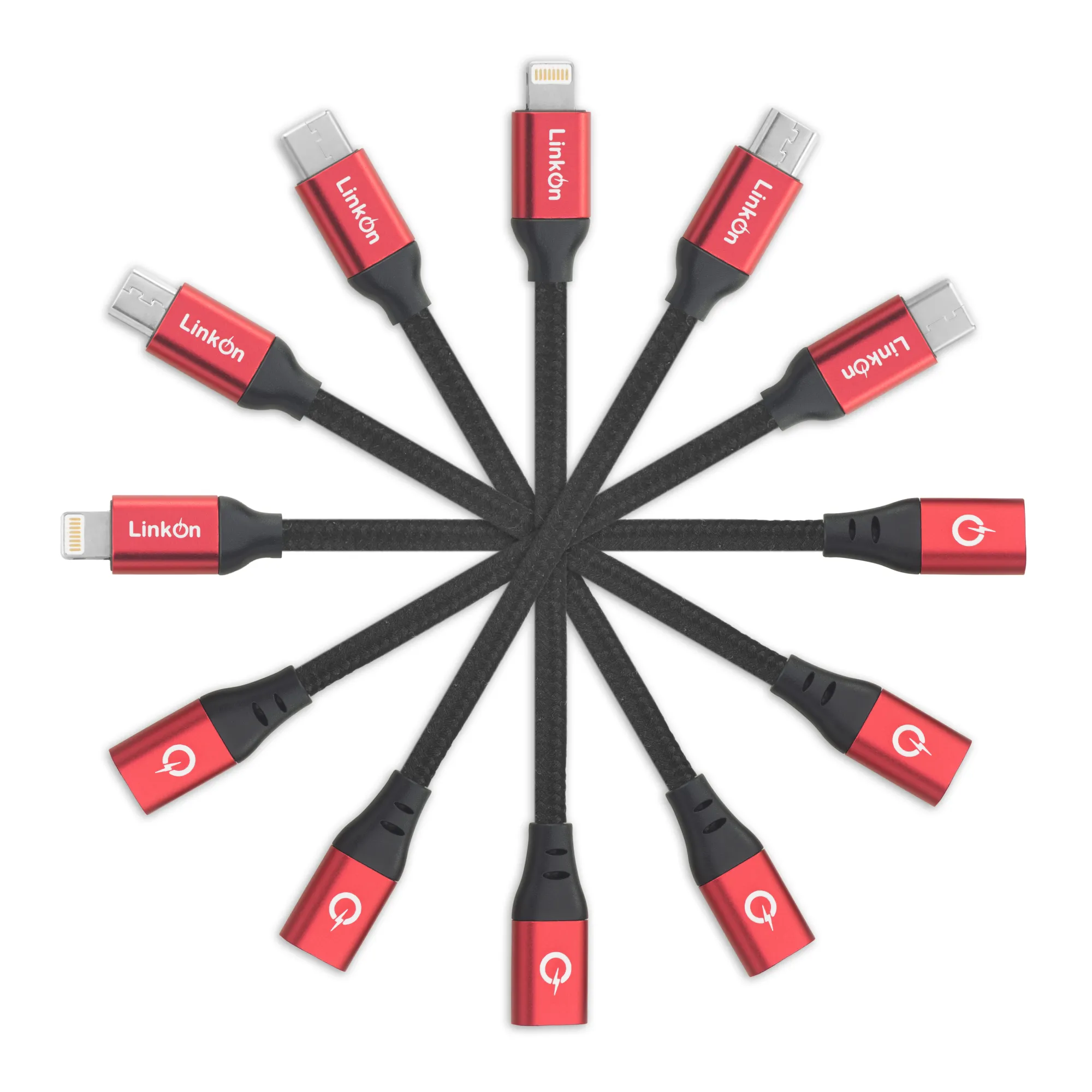 LinkOn 6 in 1 USB-C / Lightning / Micro USB Adapters Set (Black)