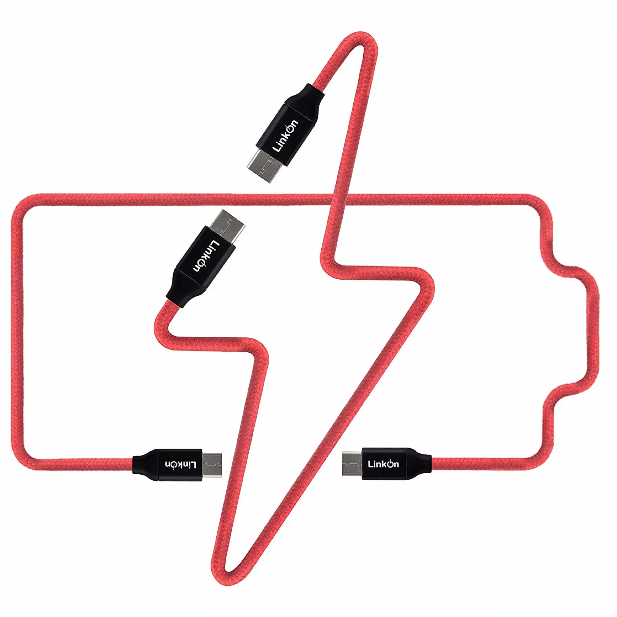 LinkOn USB-C Cable Set 1m + 2m 60W (Red)